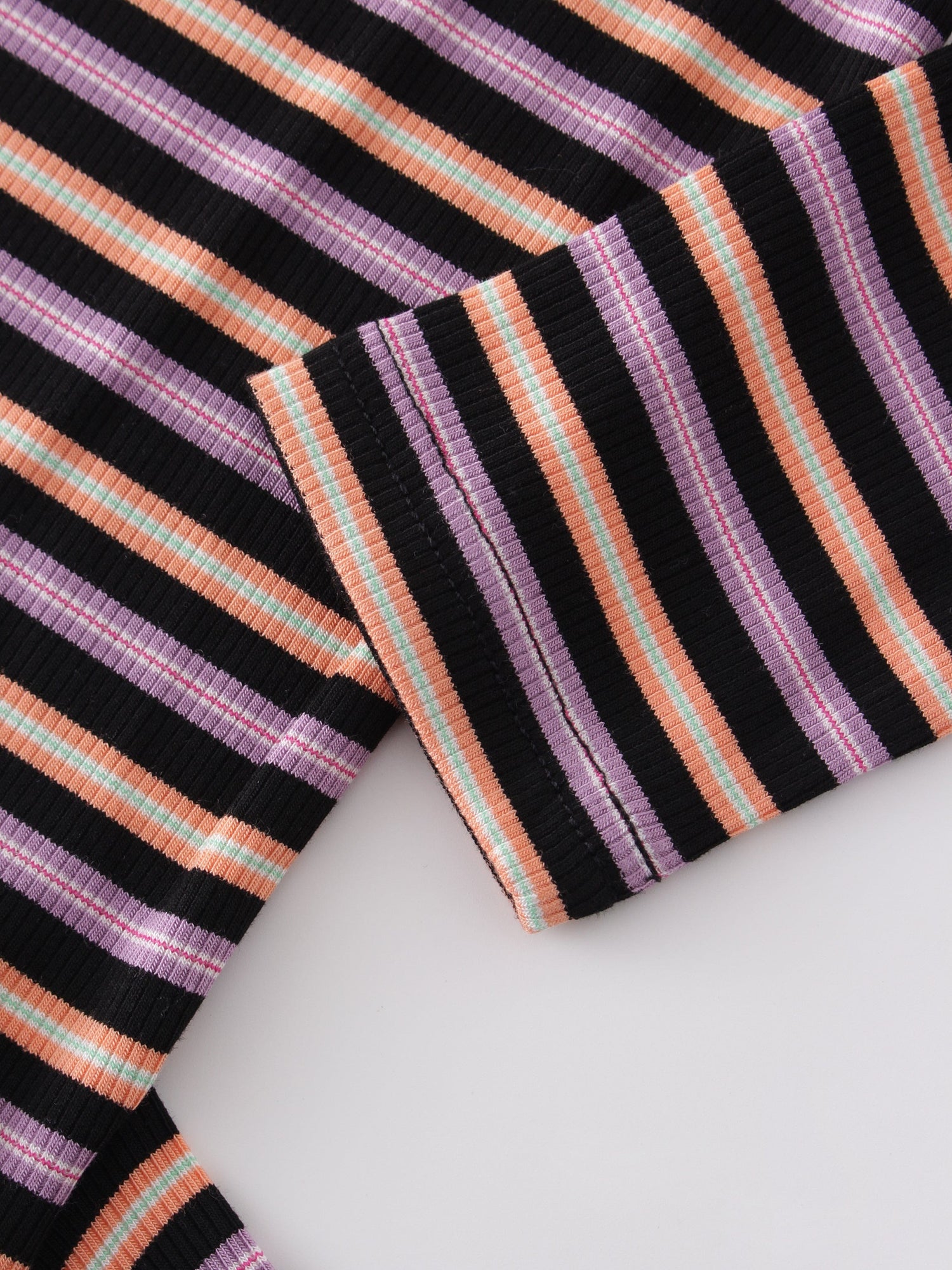 Striped Wrap Tee-Orange/Purple/Black