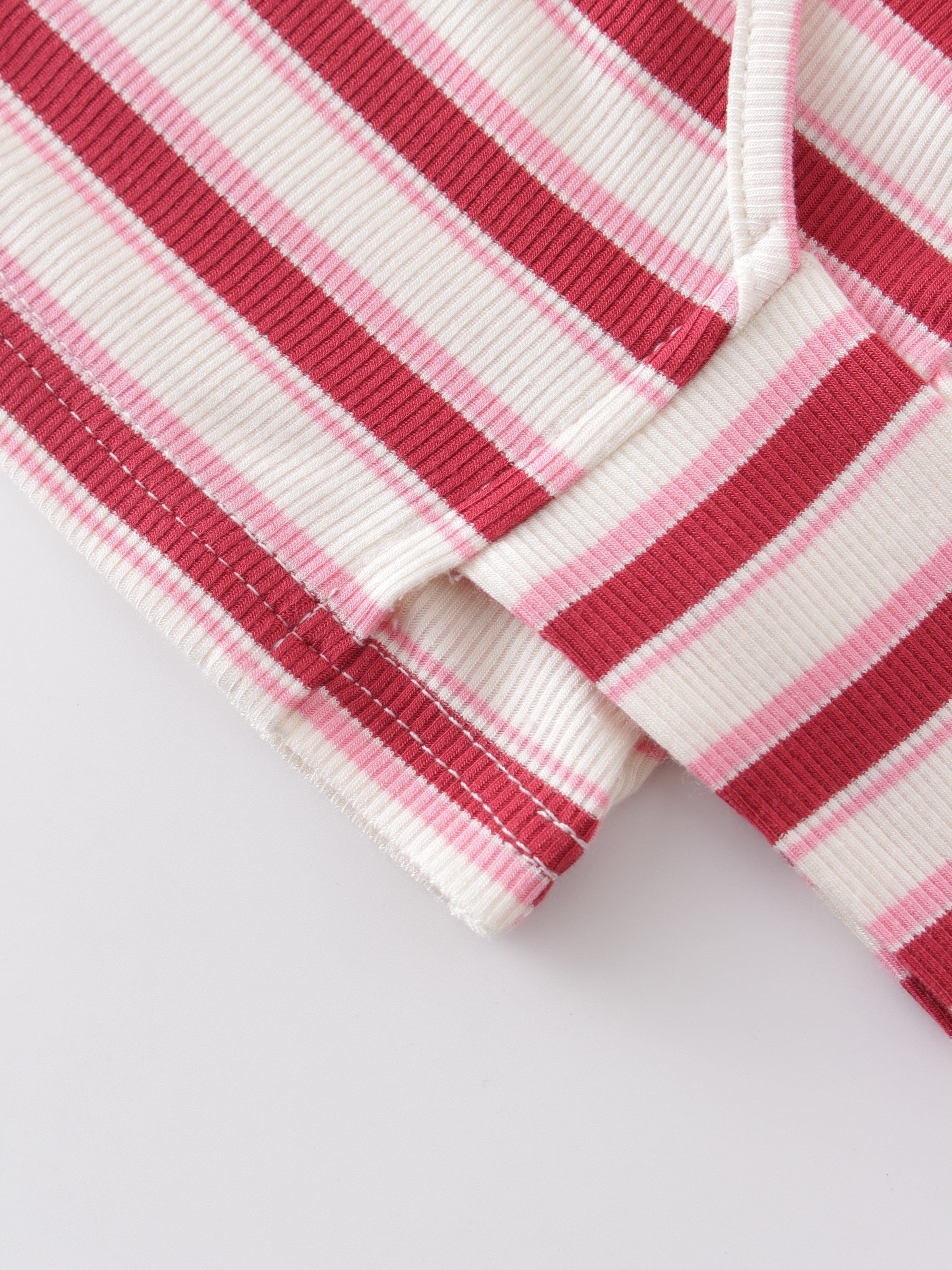 Striped Wrap Tee-Berry/Pink/White