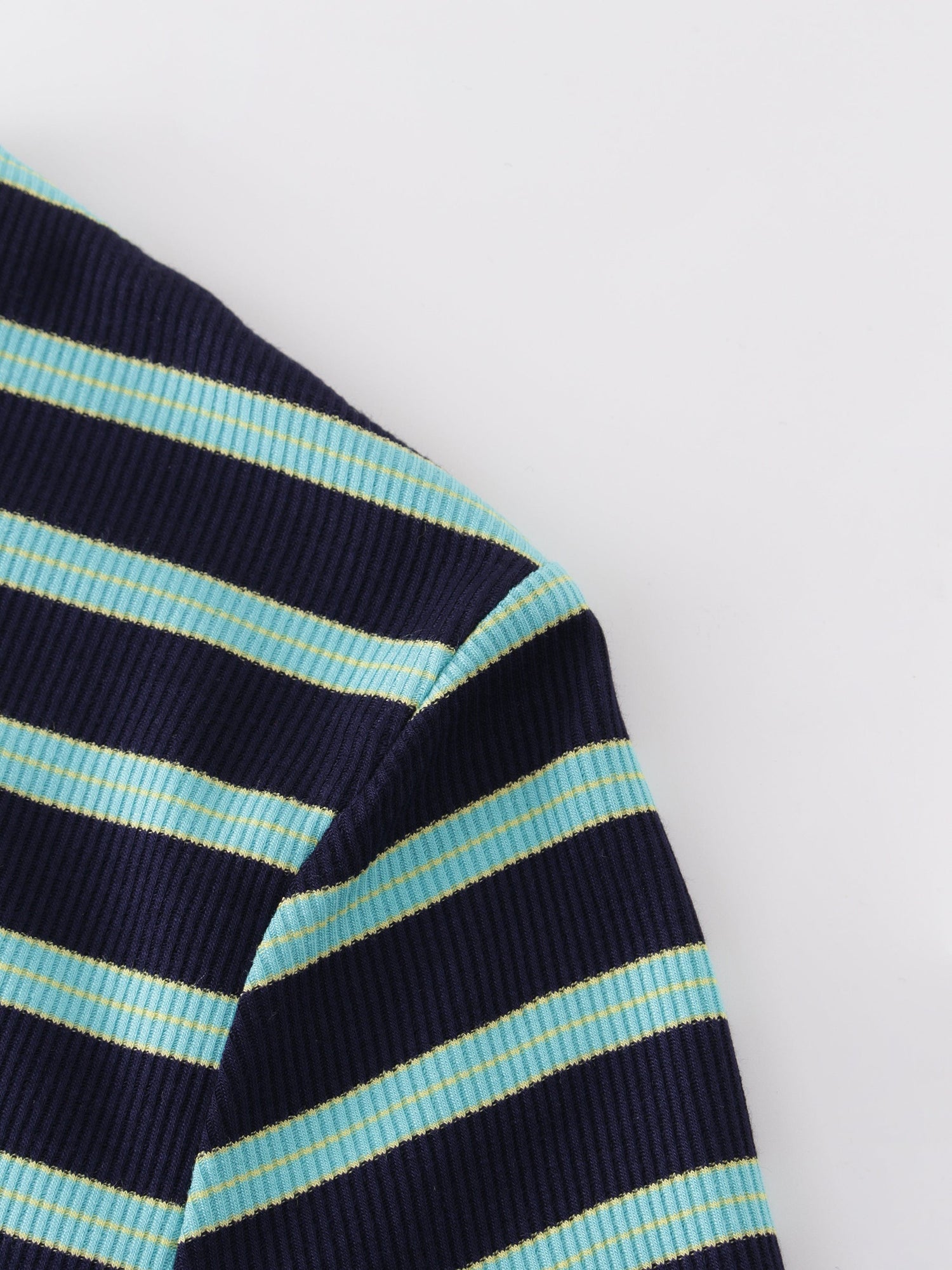 Striped Wrap Tee-Navy/Aqua