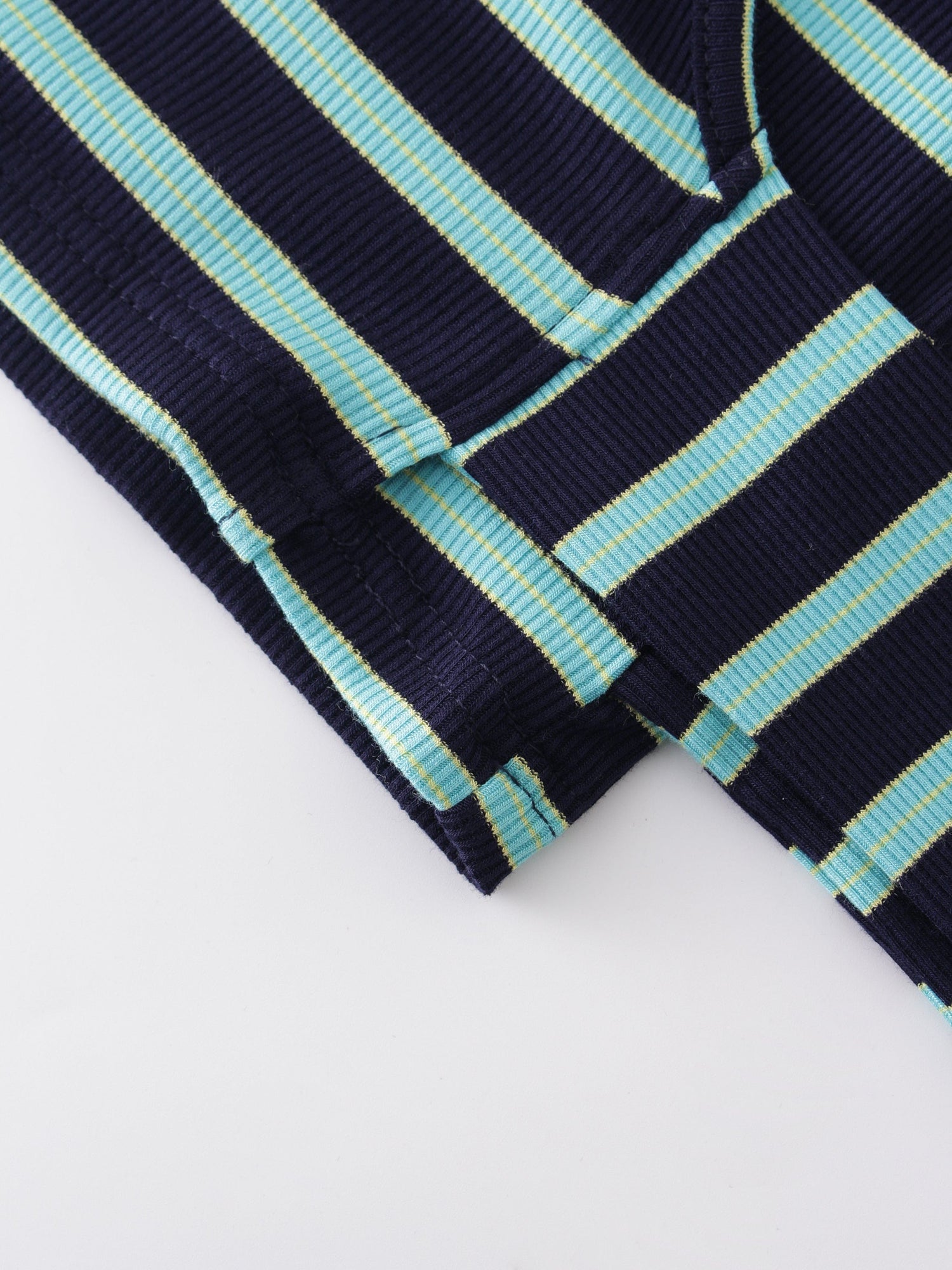 Striped Wrap Tee-Navy/Aqua