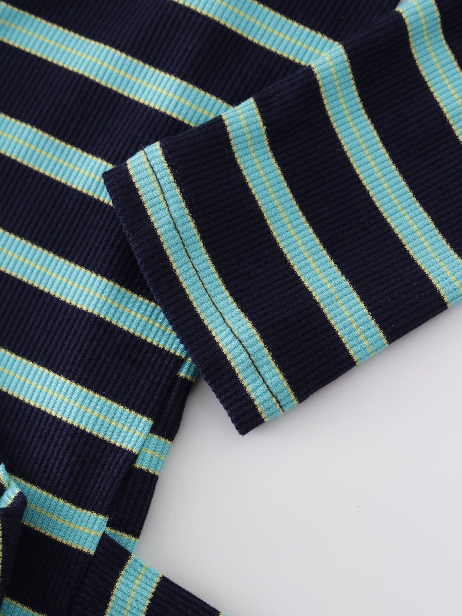 Striped Wrap Tee-Navy/Aqua