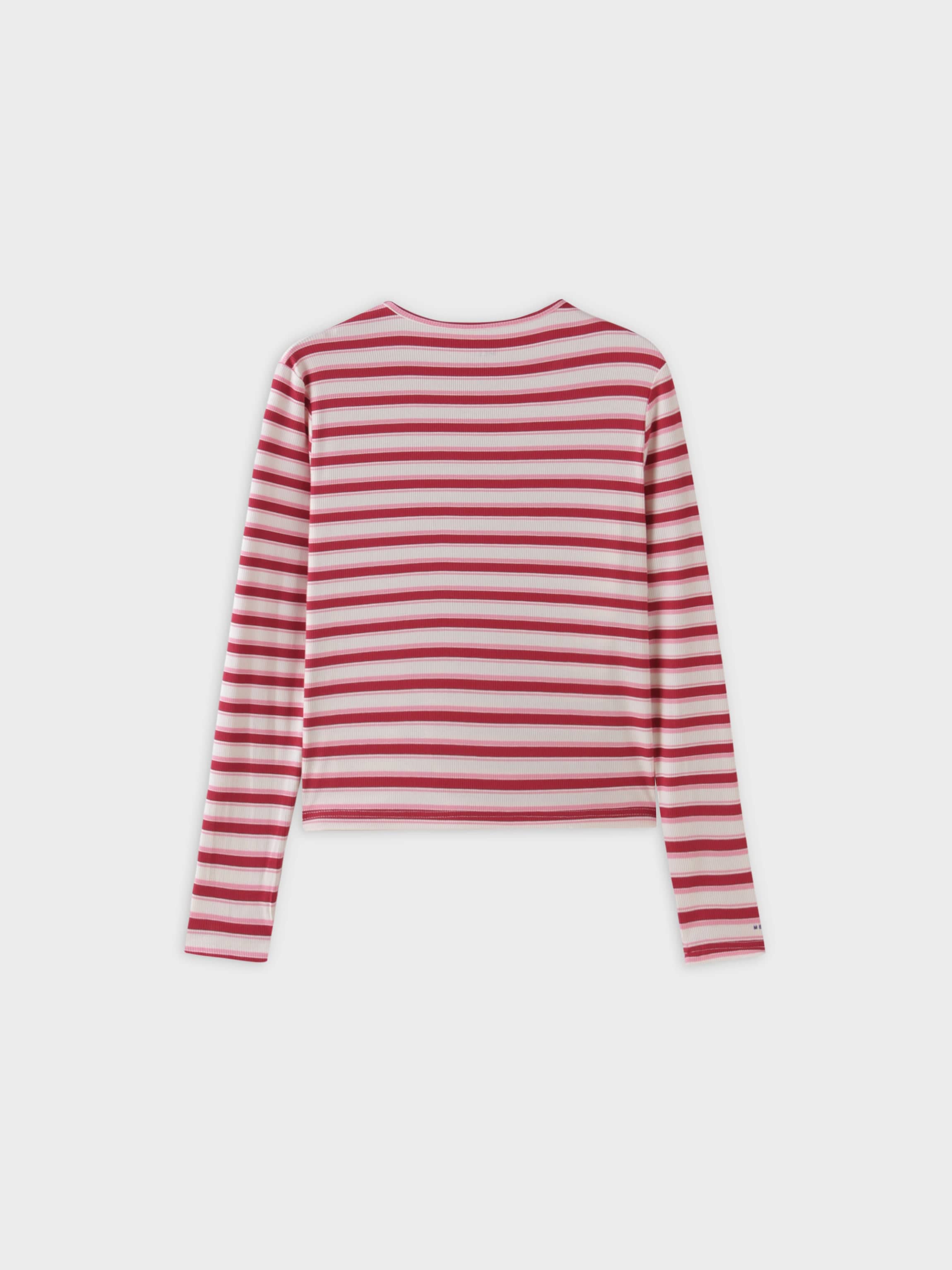 Striped Wrap Tee-Berry/Pink/White