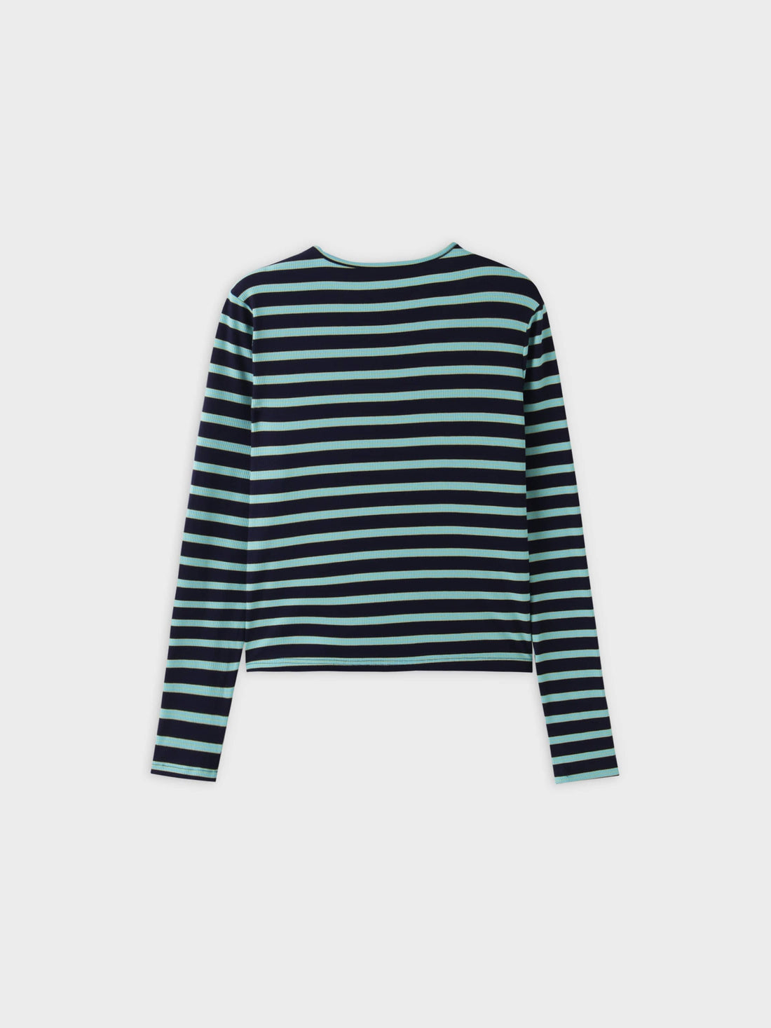 Striped Wrap Tee-Navy/Aqua