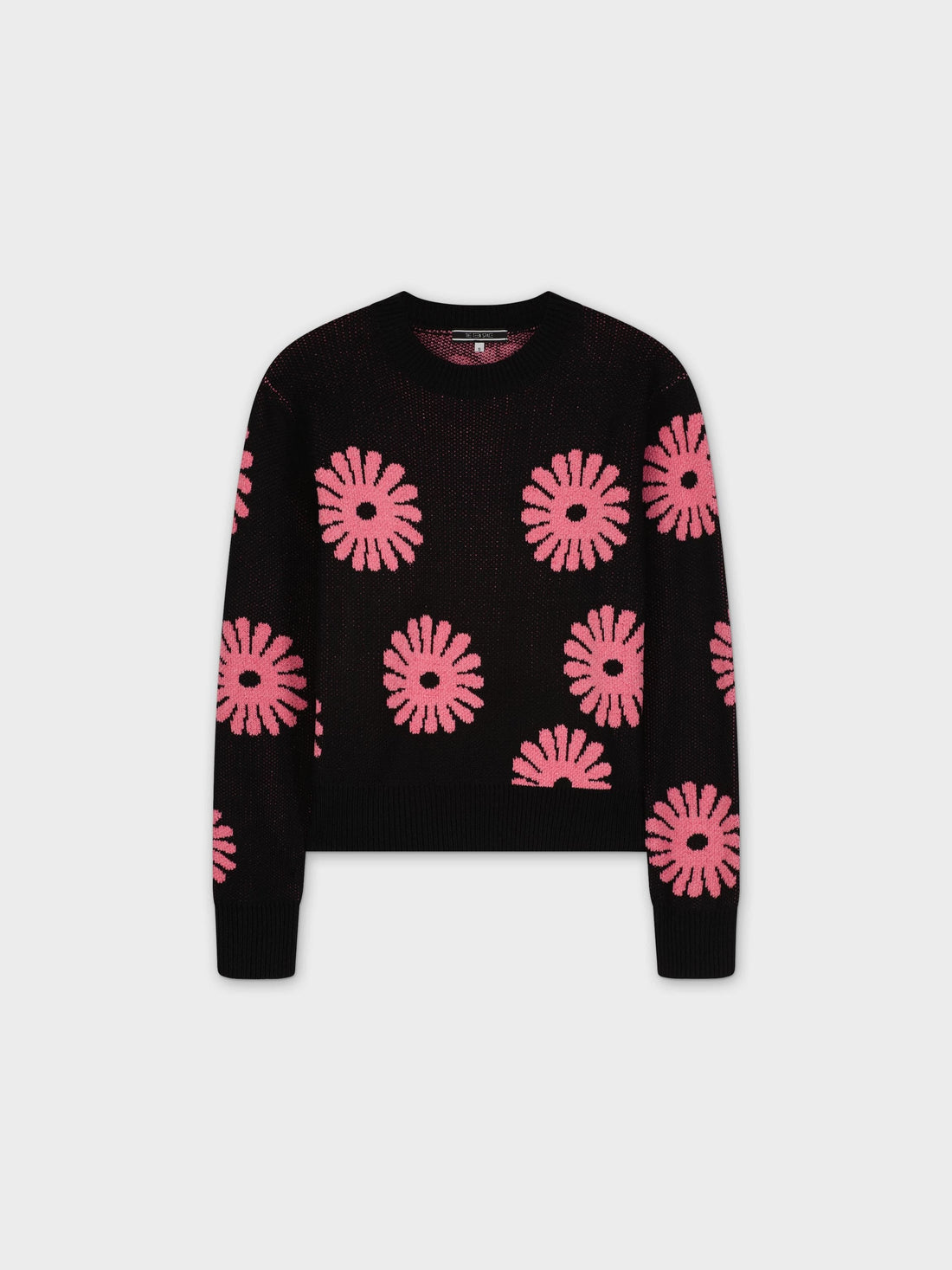 FLOWER POP SWEATER-BLACK/HOT PINK