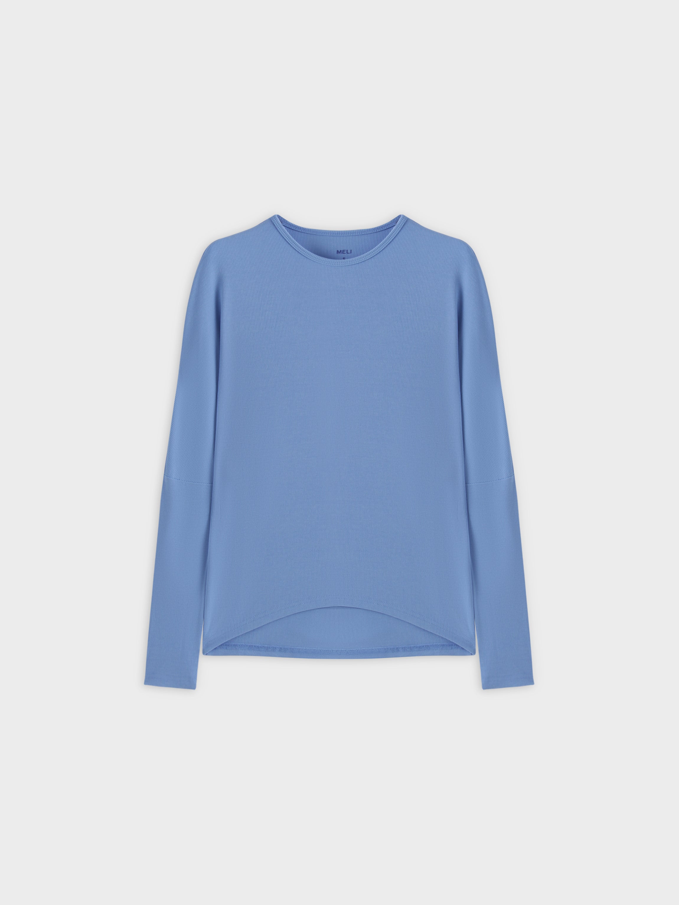 Crew Ribbed Dolman-Ocean Blue