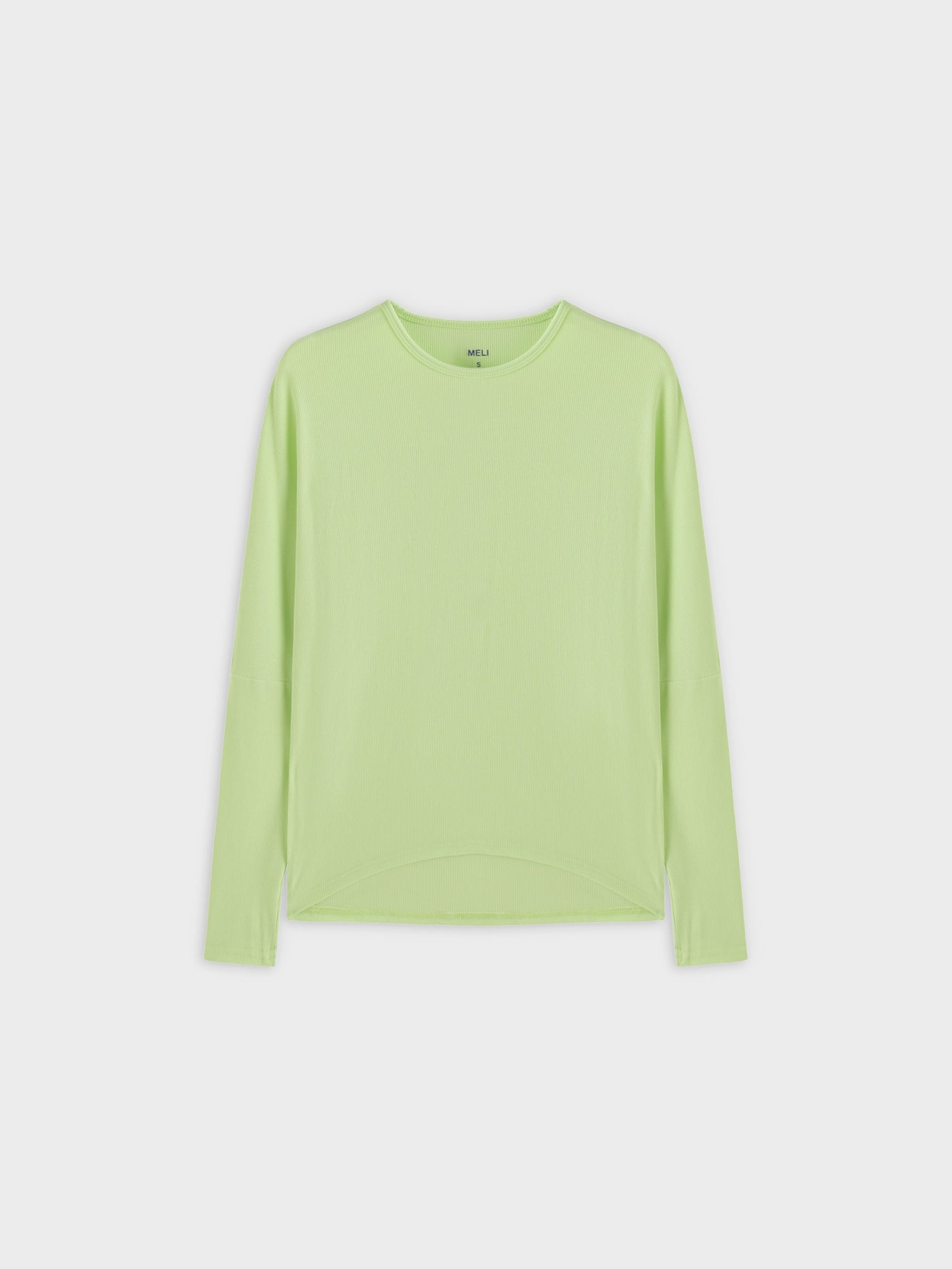 Crew Ribbed Dolman-Neon Green