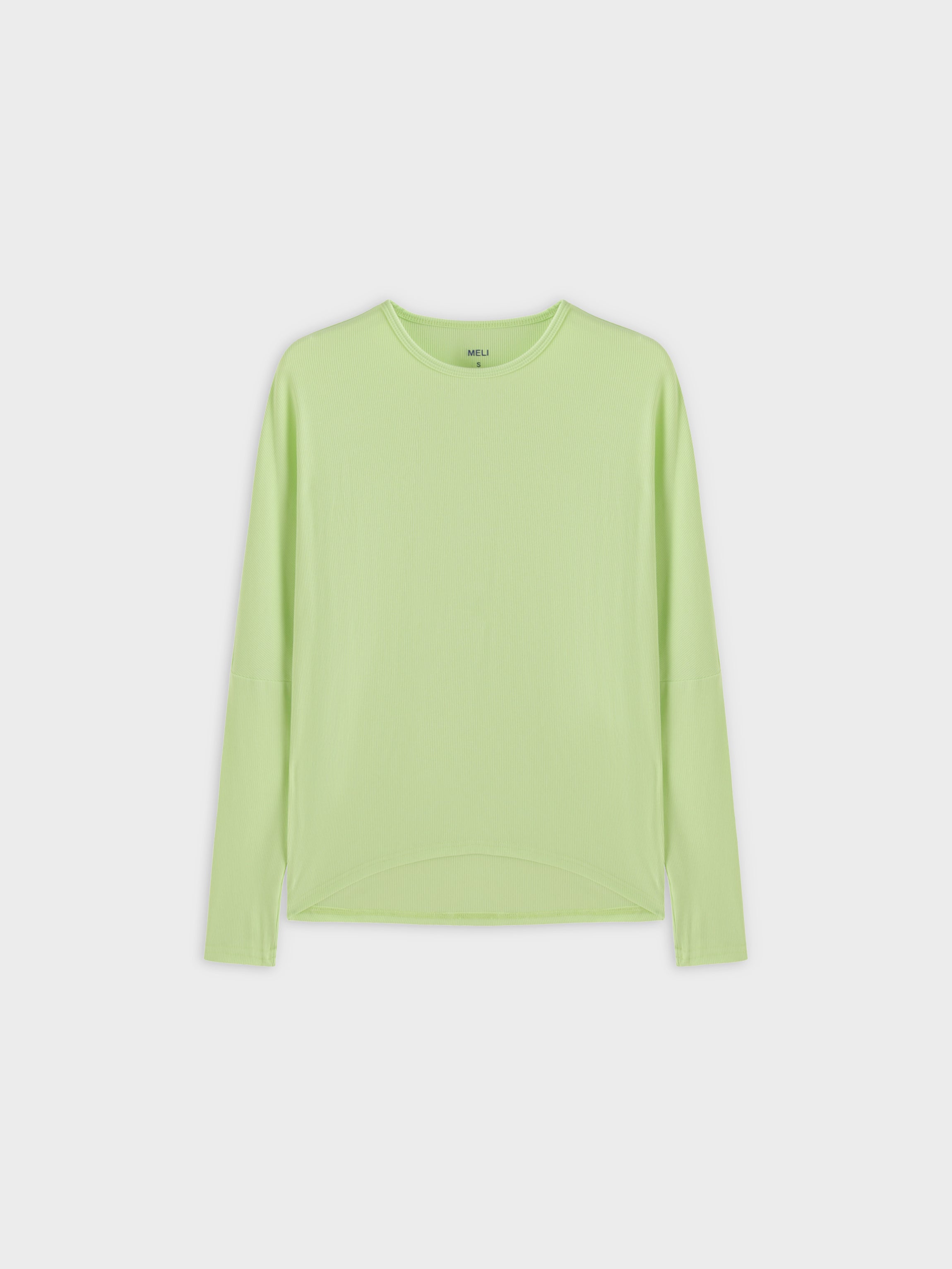 Crew Ribbed Dolman-Neon Green