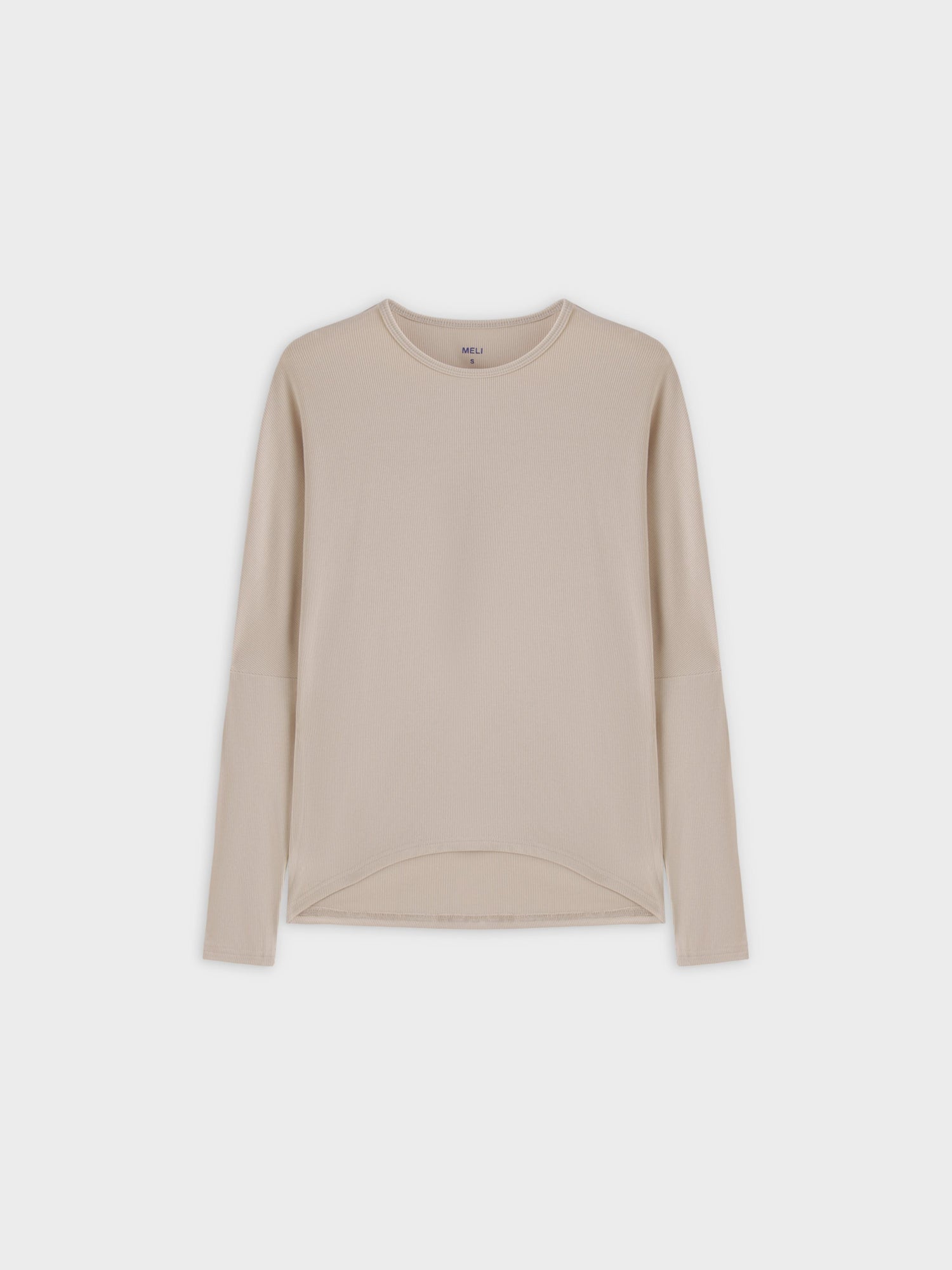 Crew Ribbed Dolman-Tan