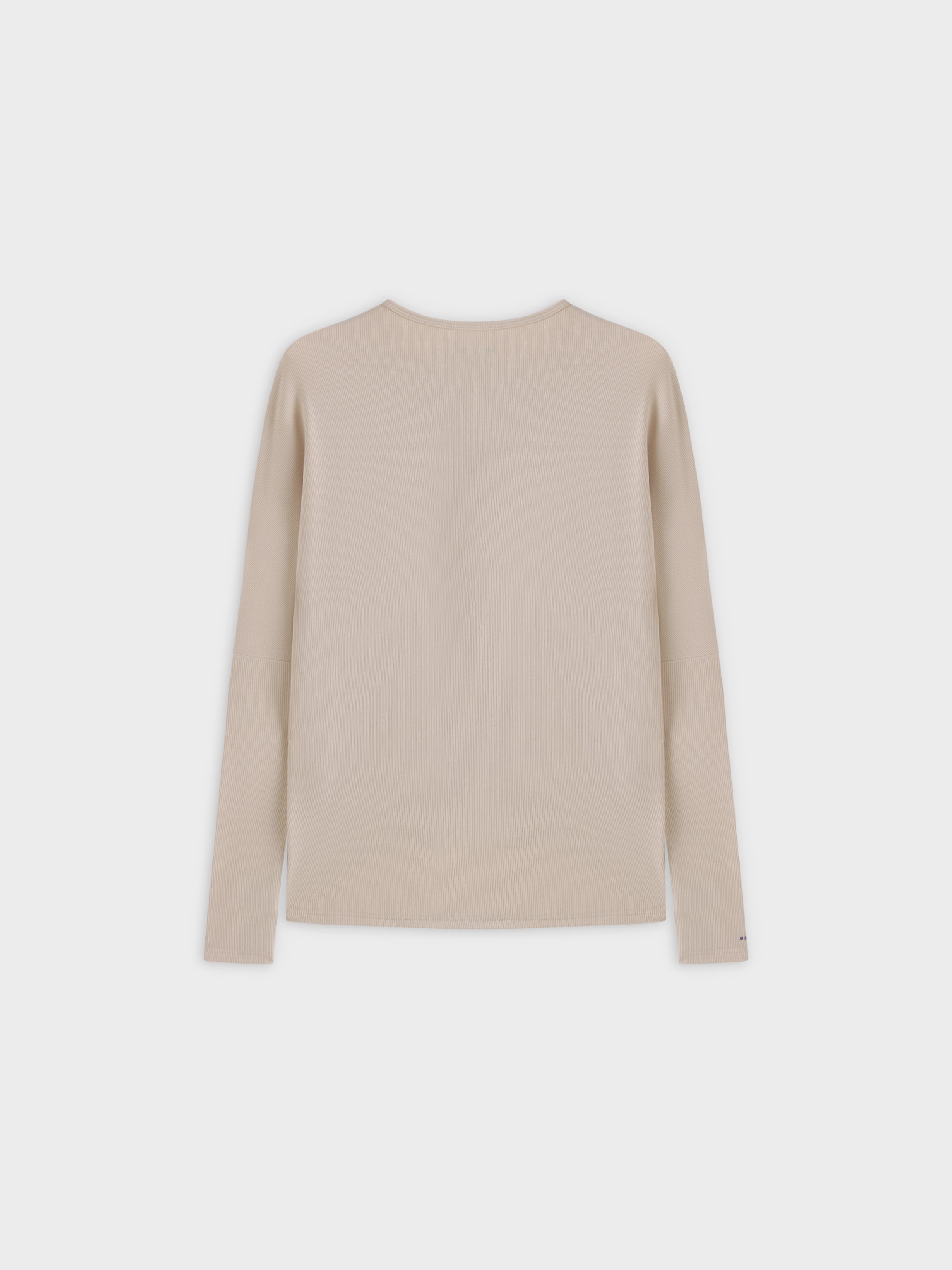 Crew Ribbed Dolman-Tan
