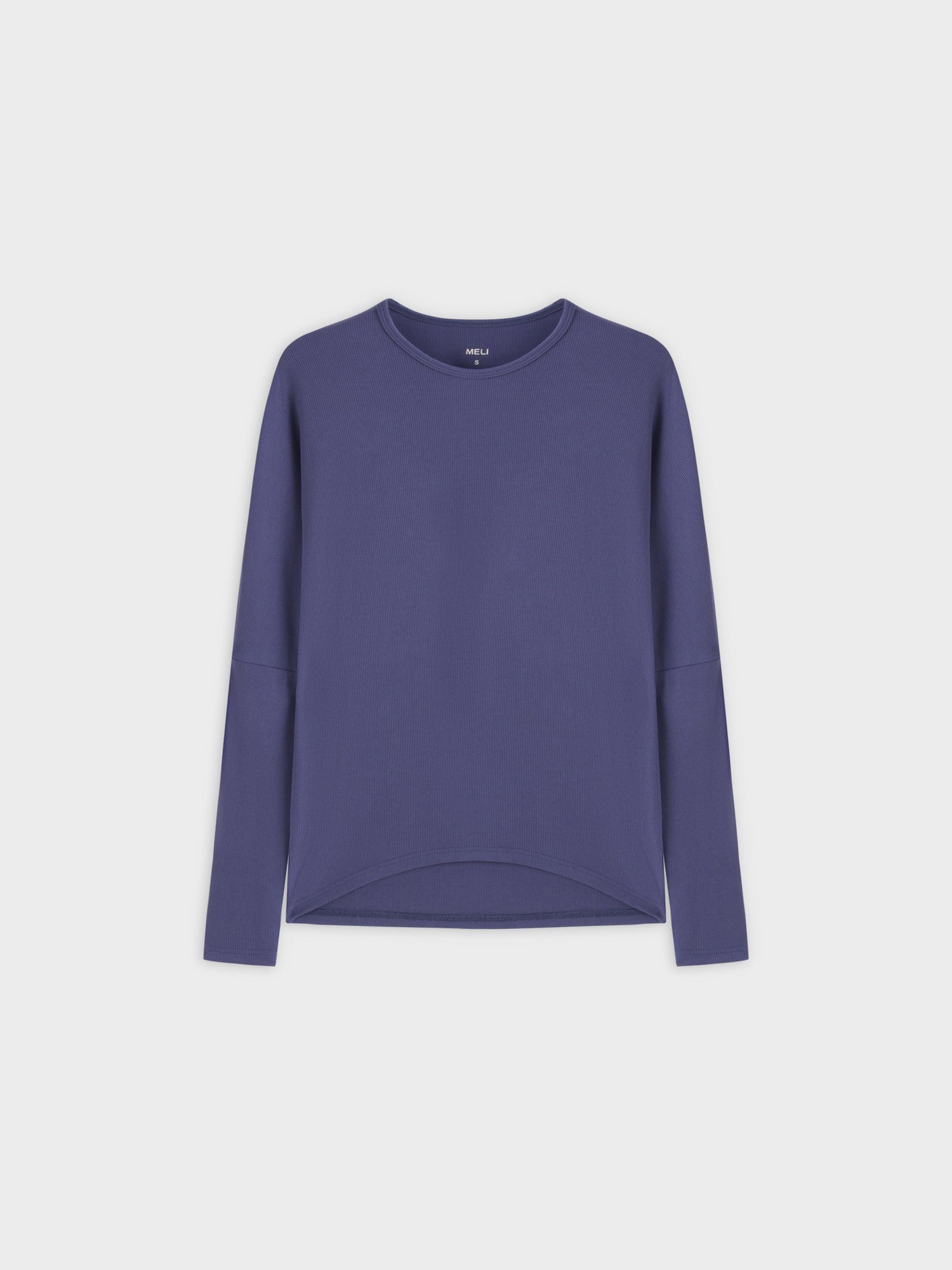 Crew Ribbed Dolman-Indigo Blue