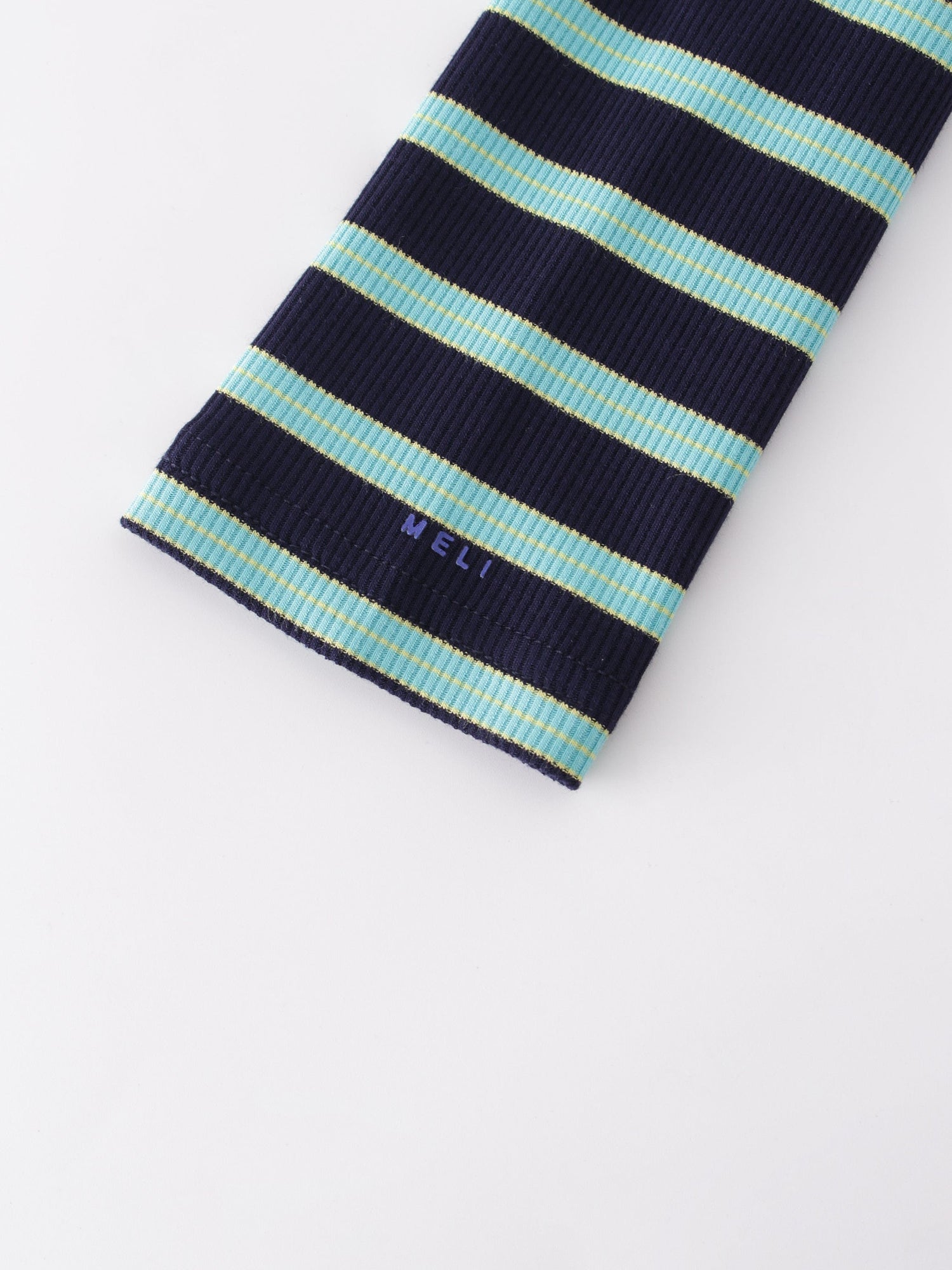 Striped Wrap Tee-Navy/Aqua