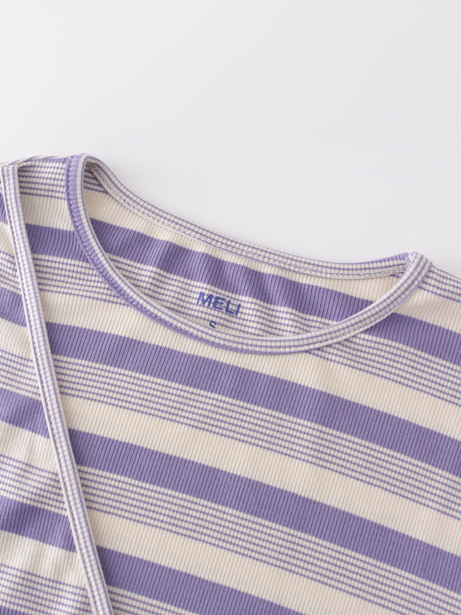 Striped Wrap Tee-Lavender/White Multi Stripe