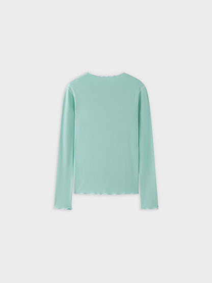 Overlock Stitched Henley-Mint/White
