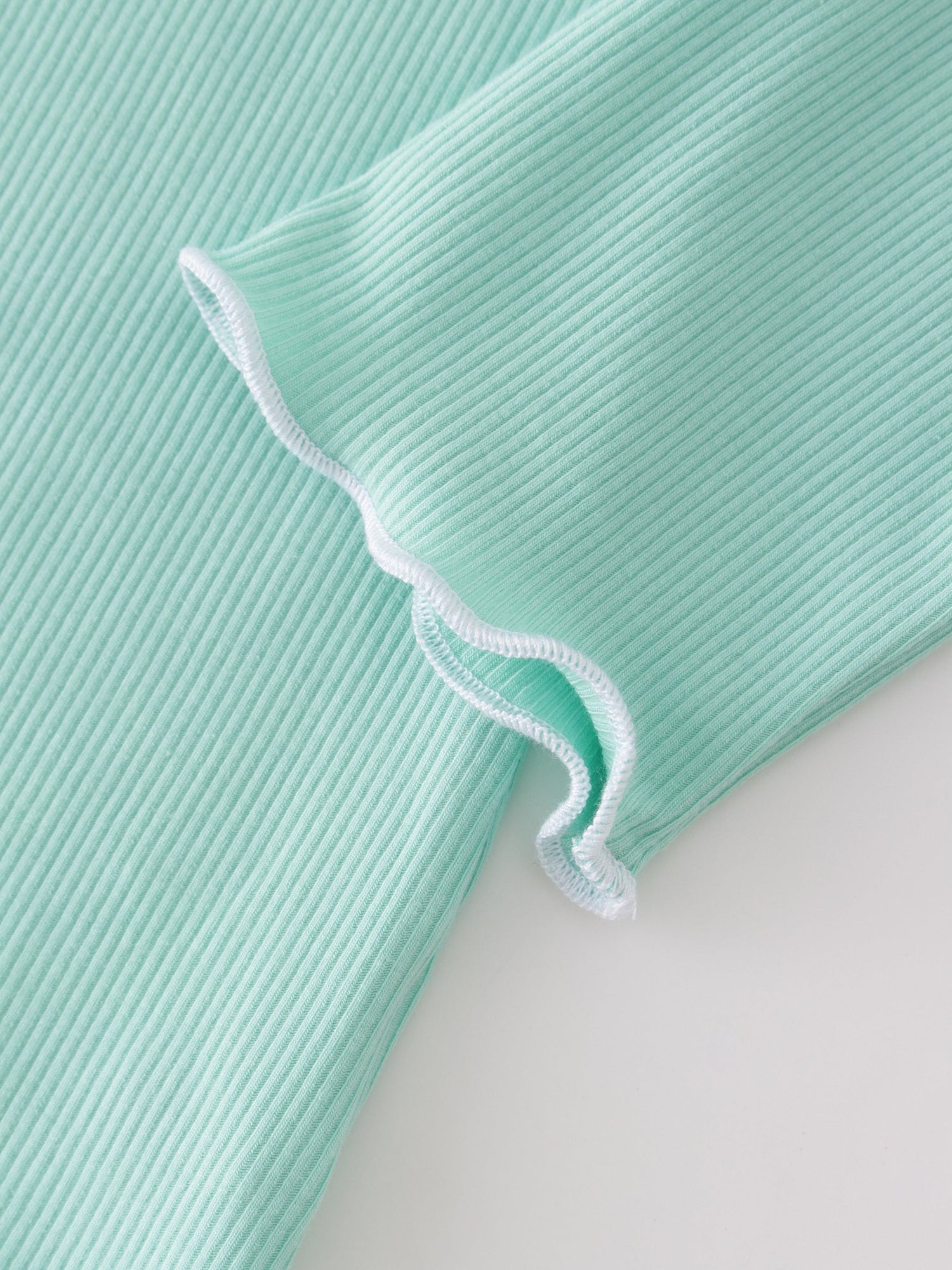 Overlock Stitched Henley-Mint/White