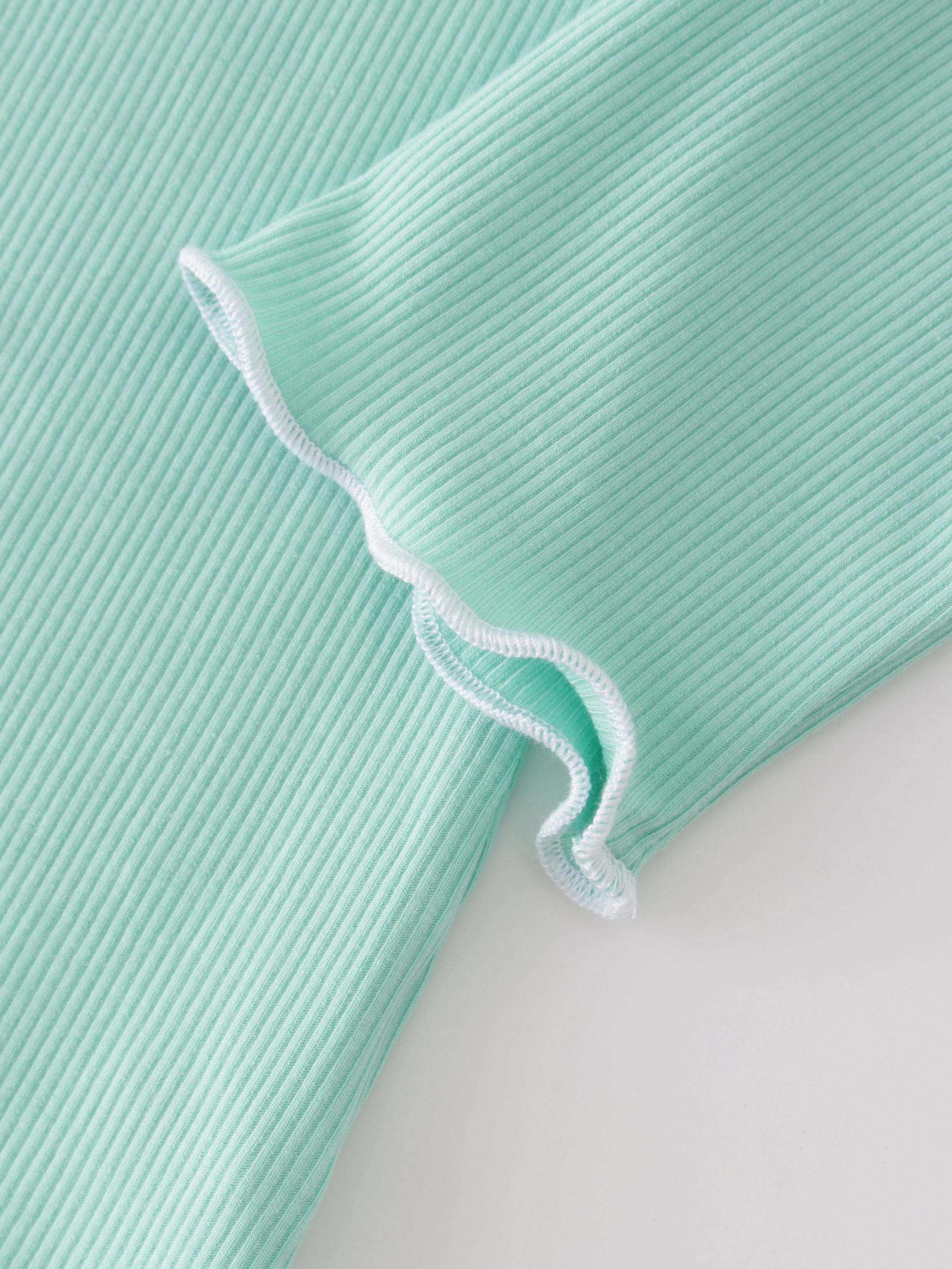 Overlock Stitched Henley-Mint/White