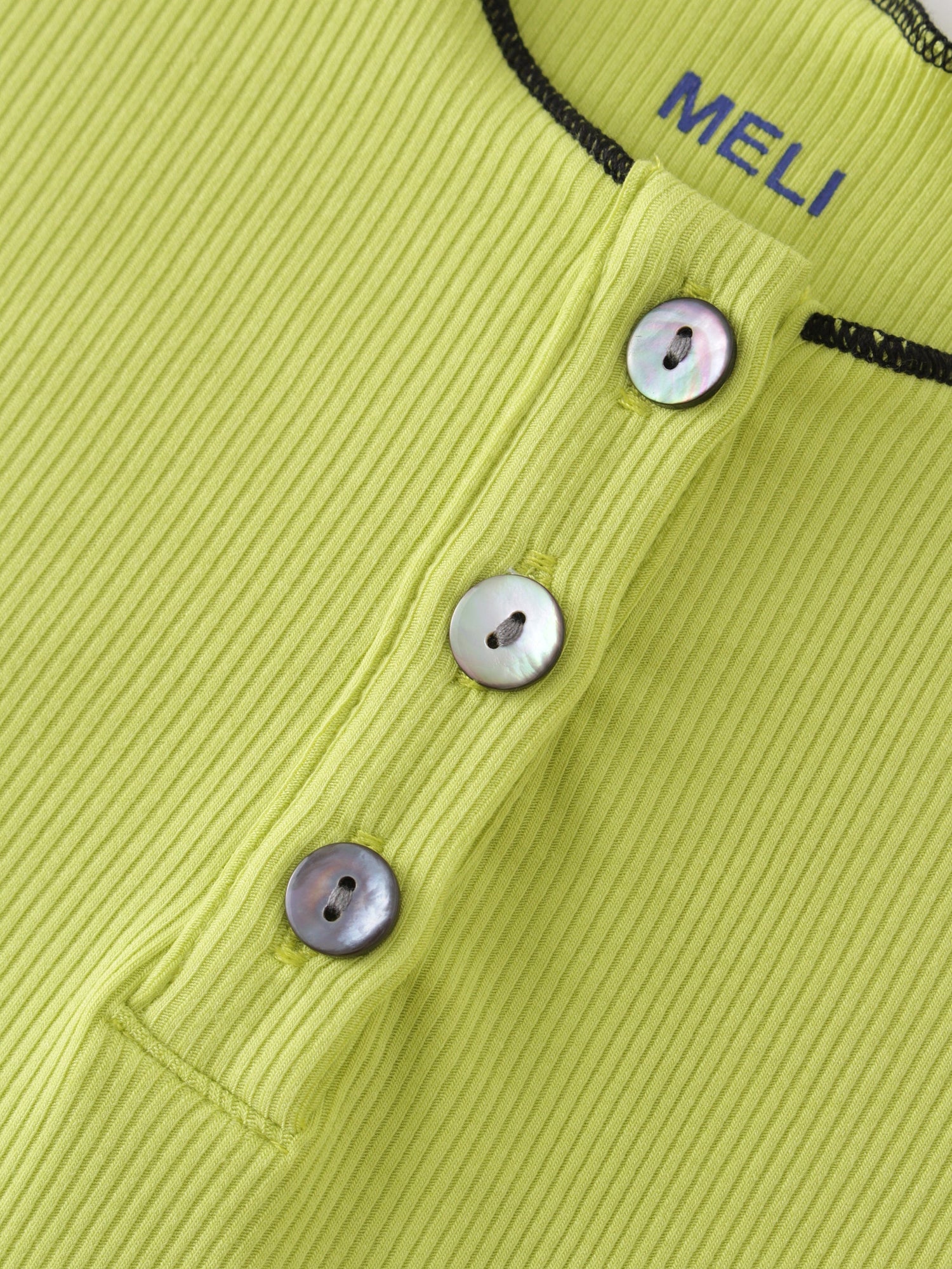 Overlock Stitched Henley-Keylime/Black