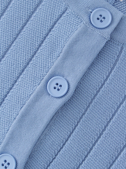 Silky Knit Cropped Cardigan-Light Blue