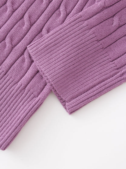 Knit Cable Sweater-Lilac