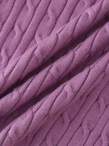 Knit Cable Sweater-Lilac