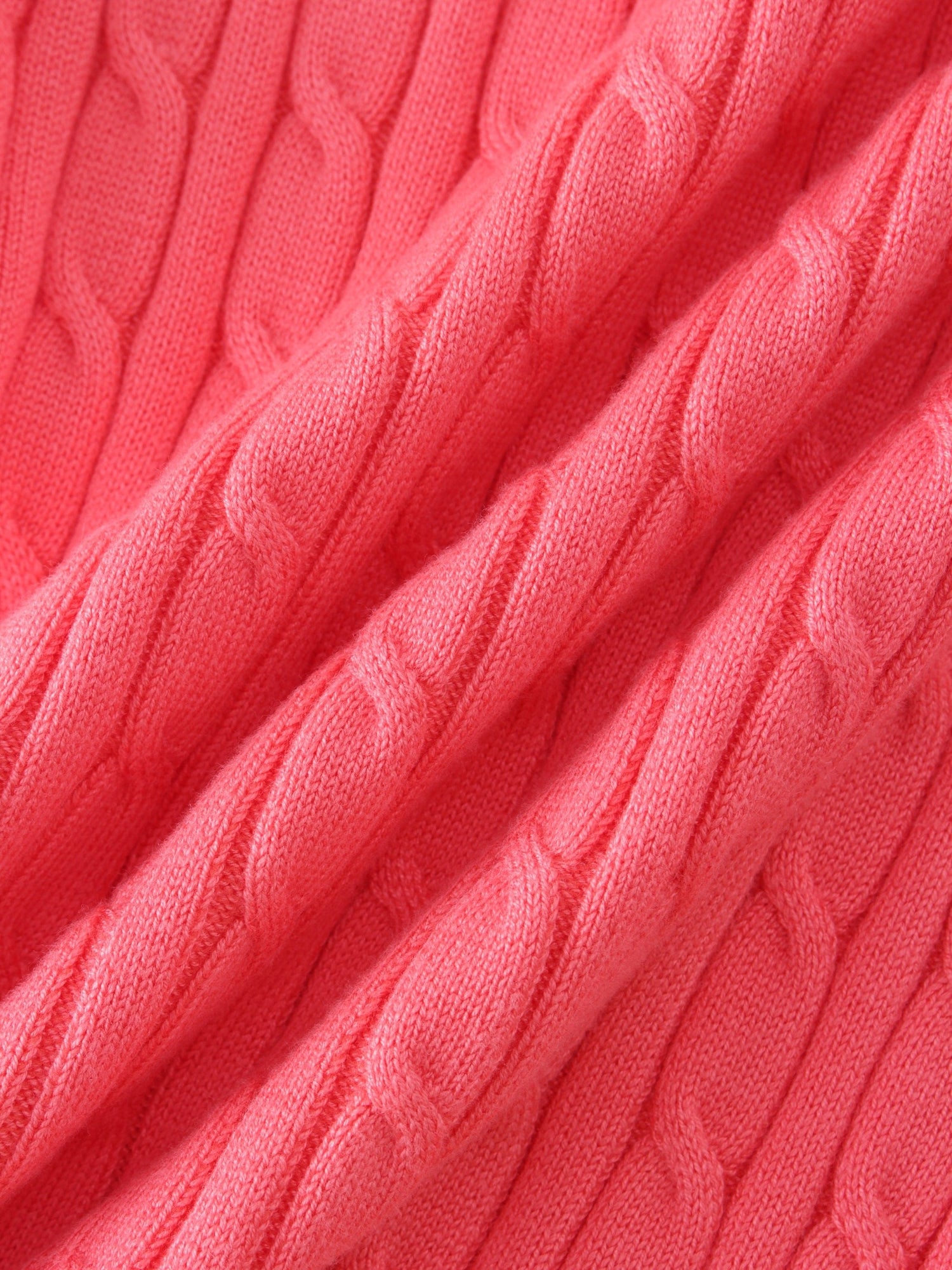 Knit Cable Sweater-Salmon