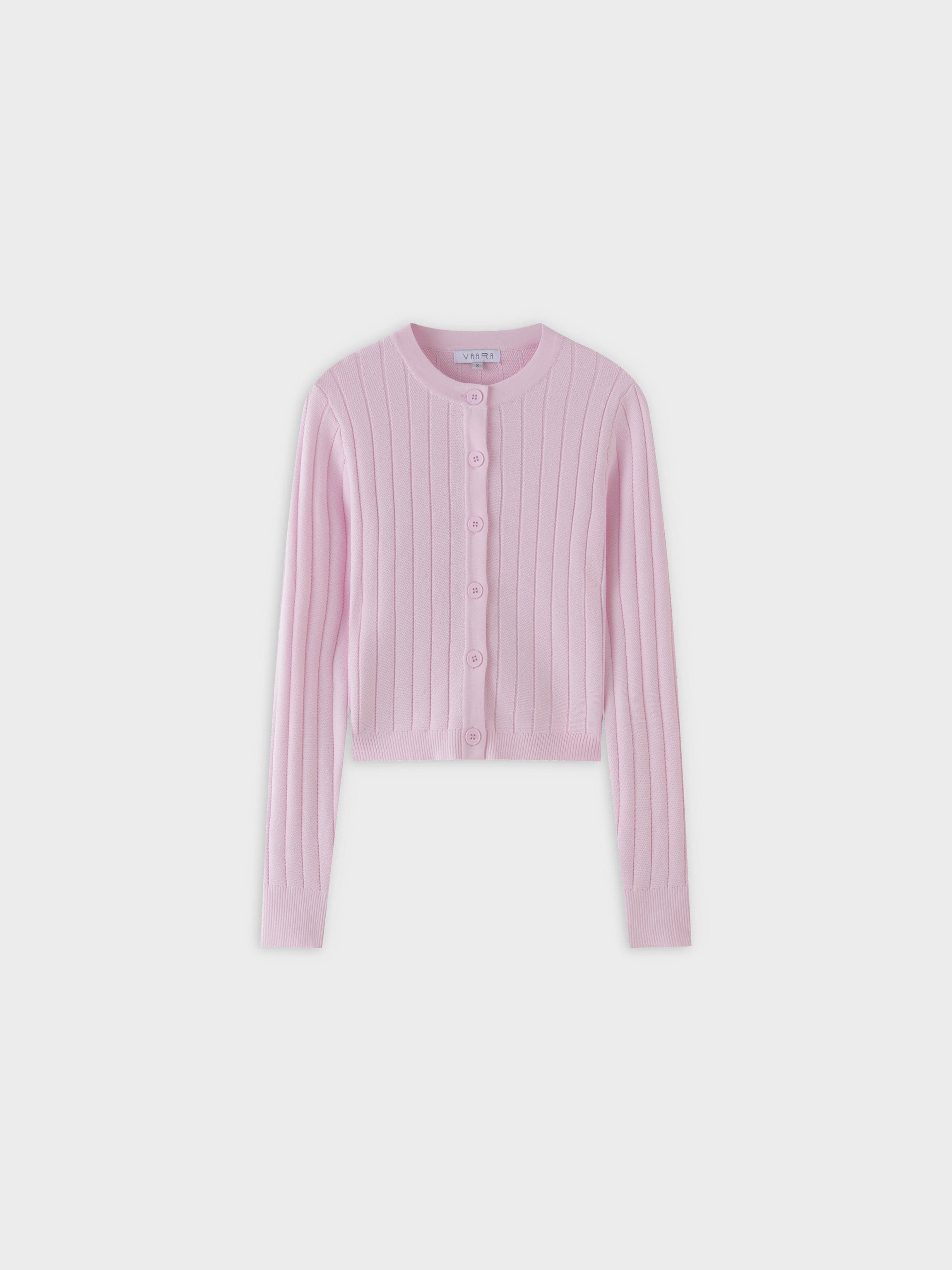 Silky Knit Cropped Cardigan-Light Pink