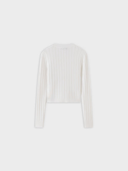 Silky Knit Cropped Cardigan-Ivory