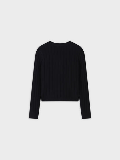 Silky Knit Cropped Cardigan-Black