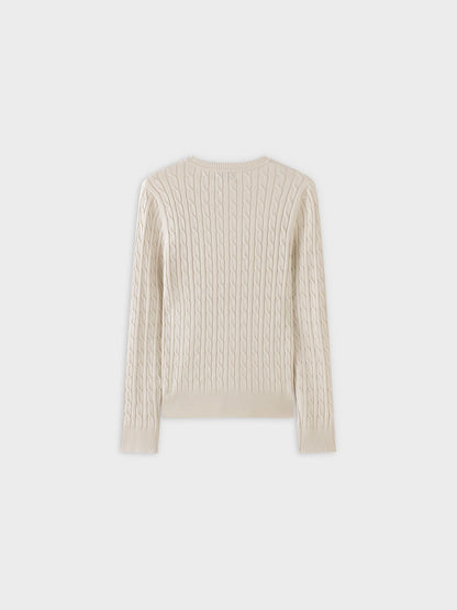 Knit Cable Sweater-Cream