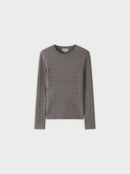Knit Cable Sweater-Clay