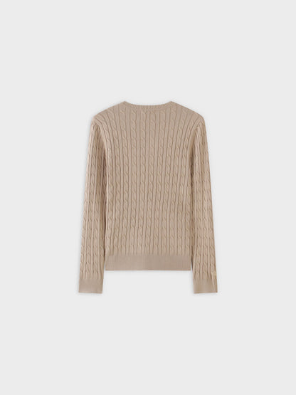 Knit Cable Sweater-Tan