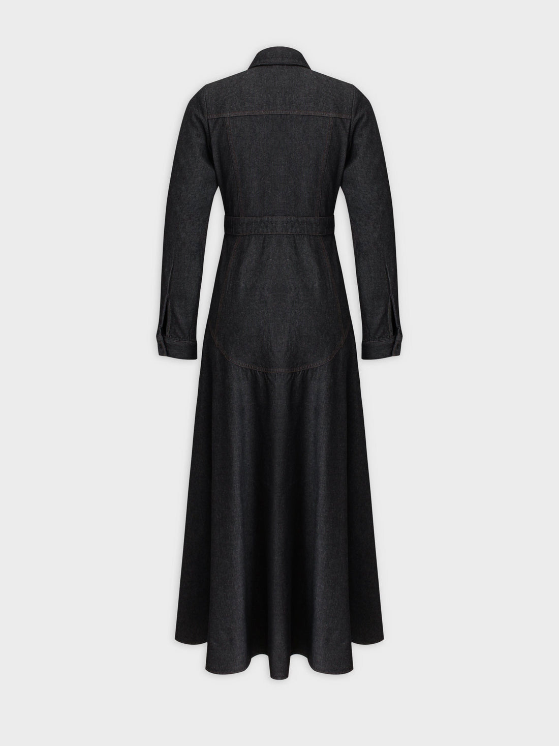 Drop Waist Denim Dress-Black