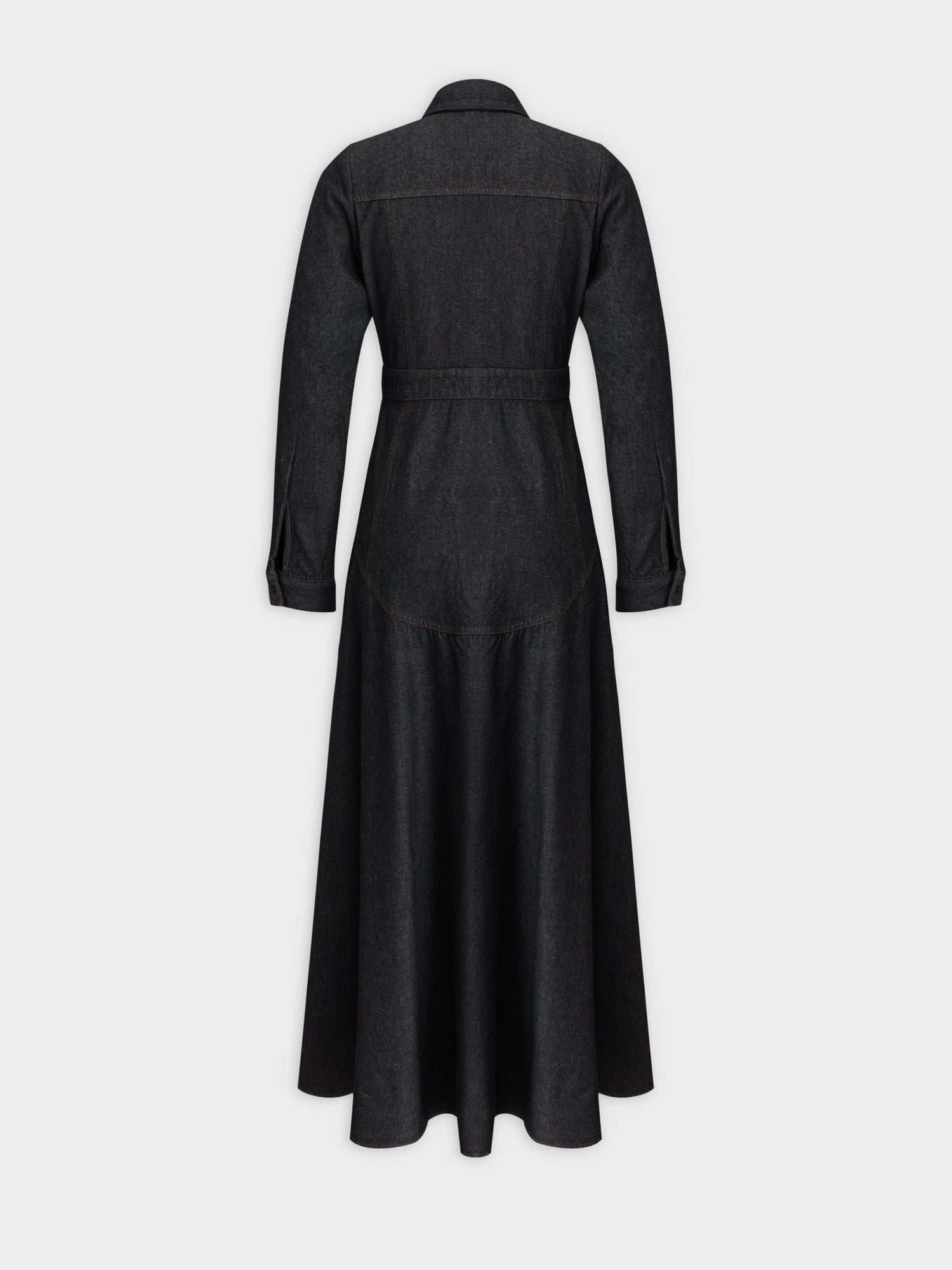 Drop Waist Denim Dress-Black