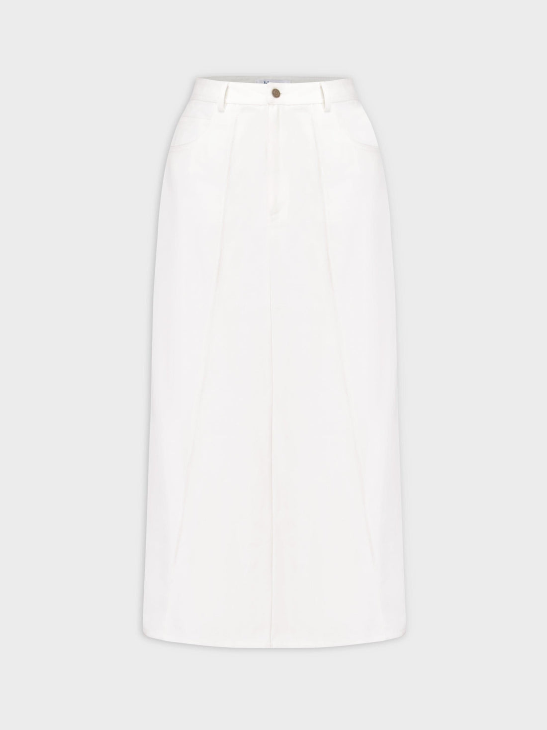 Denim Seamed Skirt-White