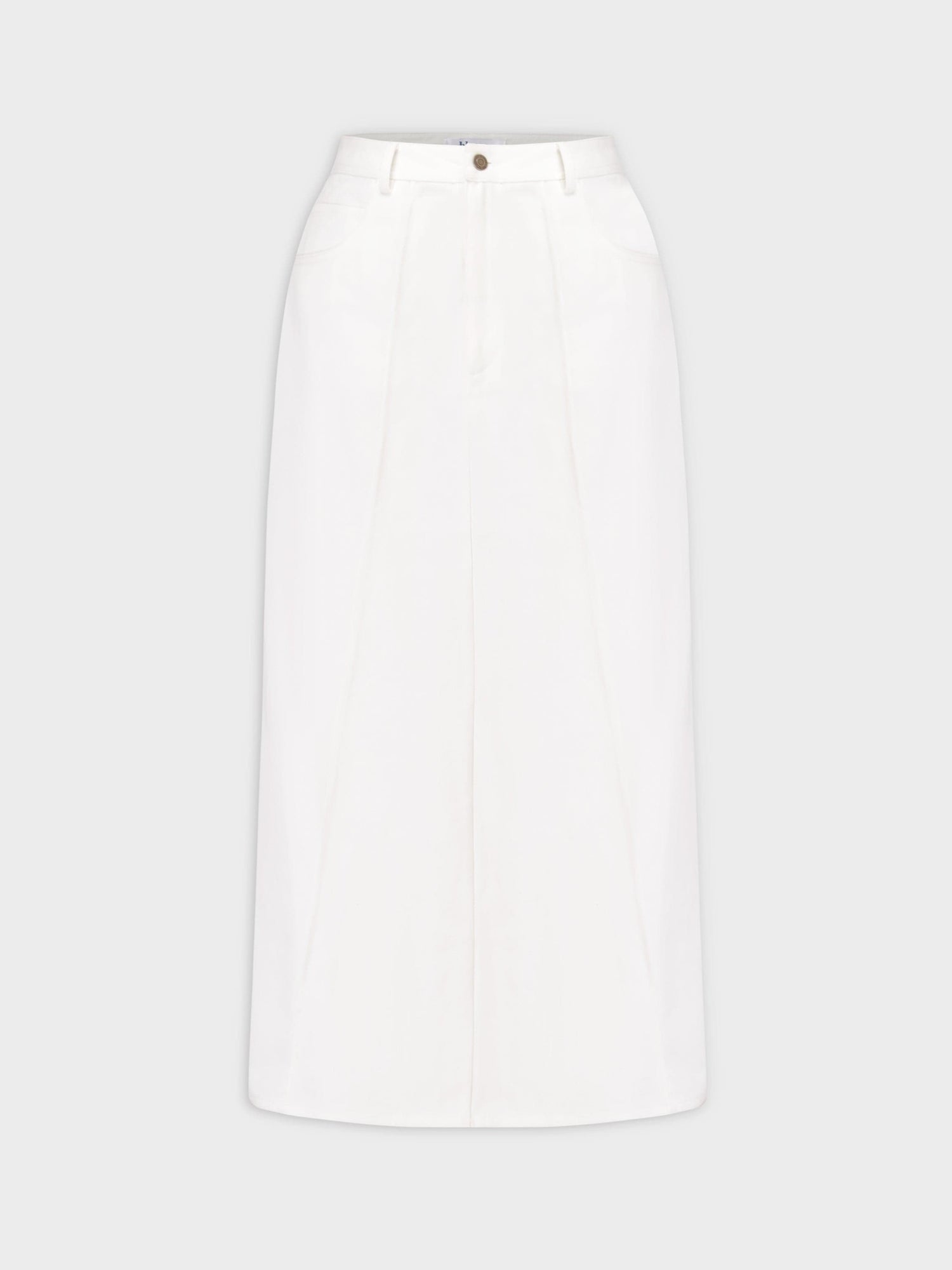 Denim Seamed Skirt-White