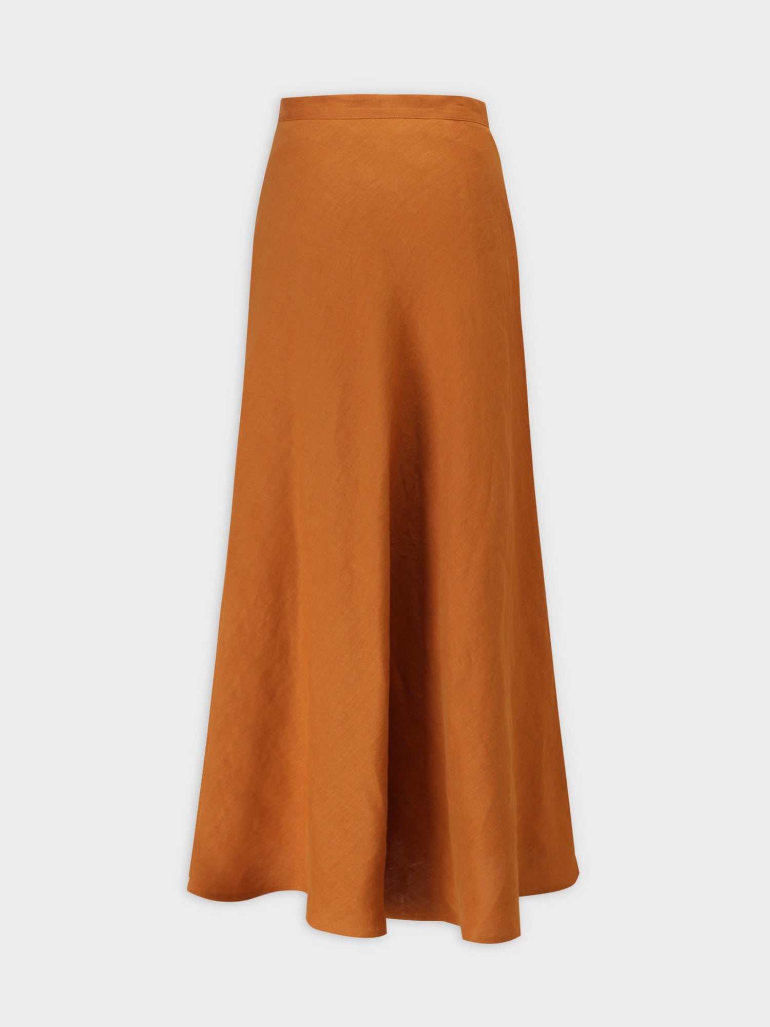 Linen Blend A-Line Skirt-Brown