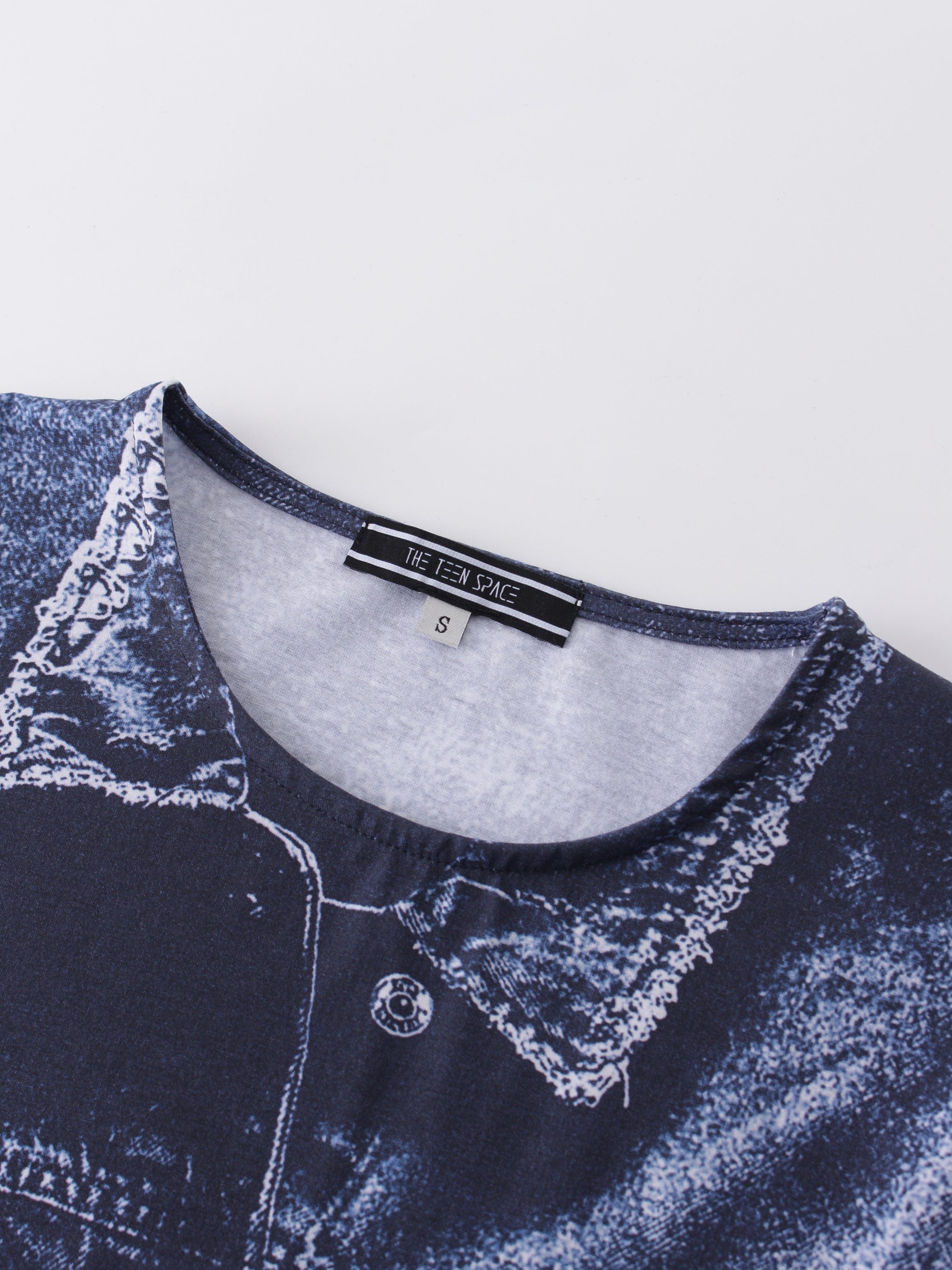 Denim Printed Tee-Blue