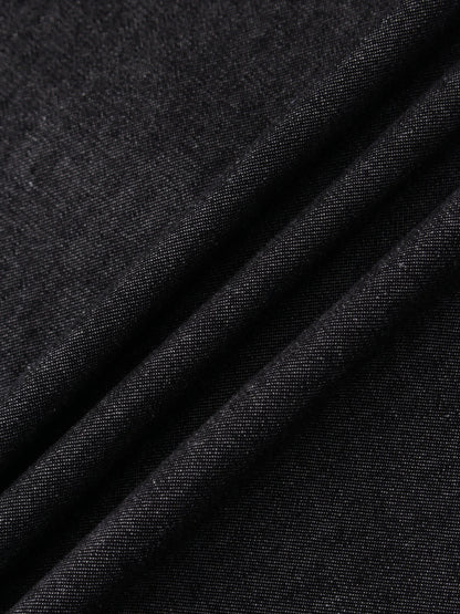 Drop Waist Denim Dress-Black