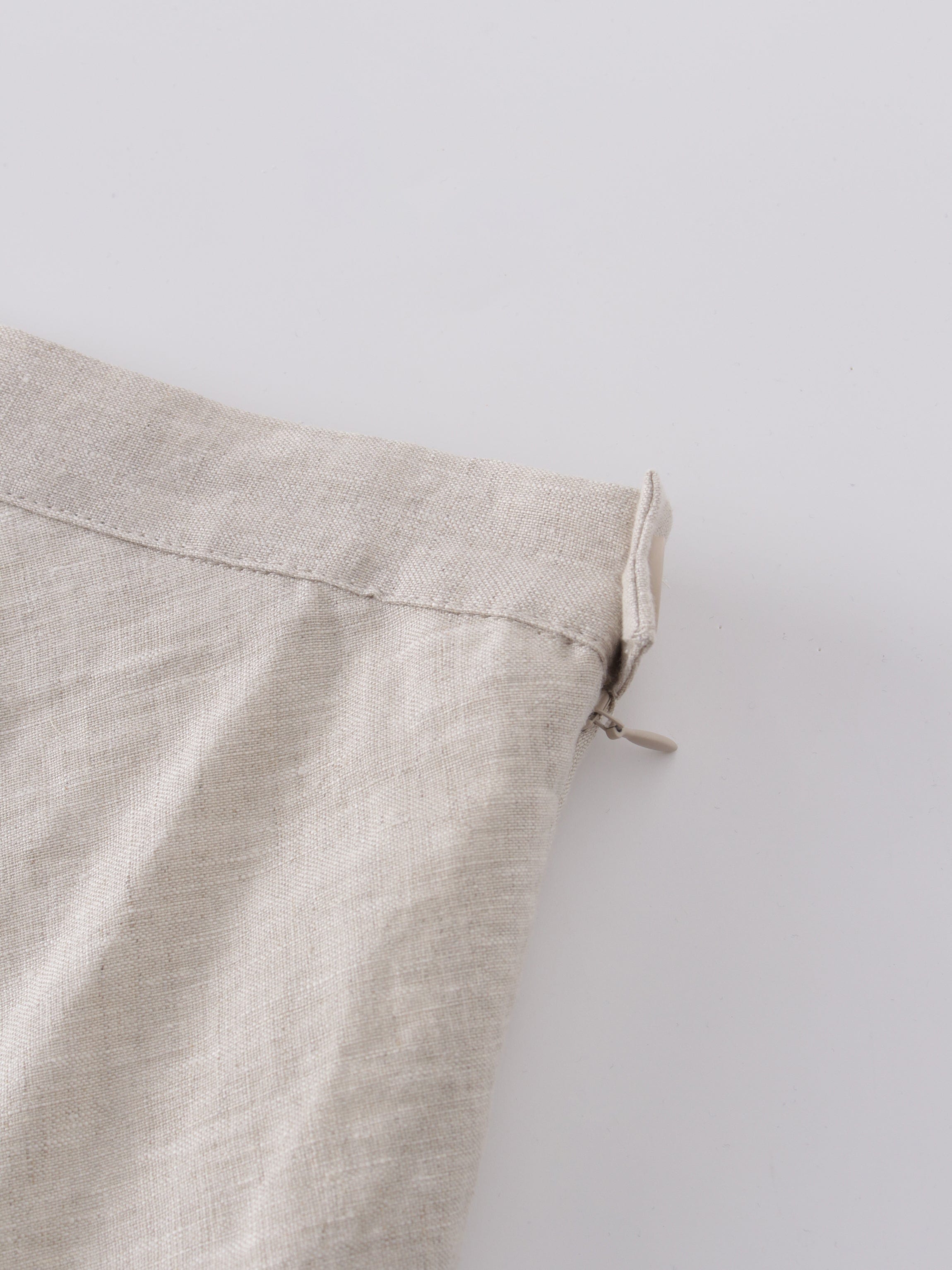 Linen Blend A-Line Skirt-Cream