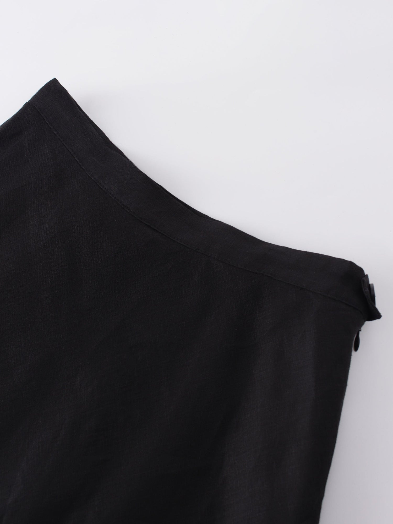 Linen Blend A-Line Skirt-Black