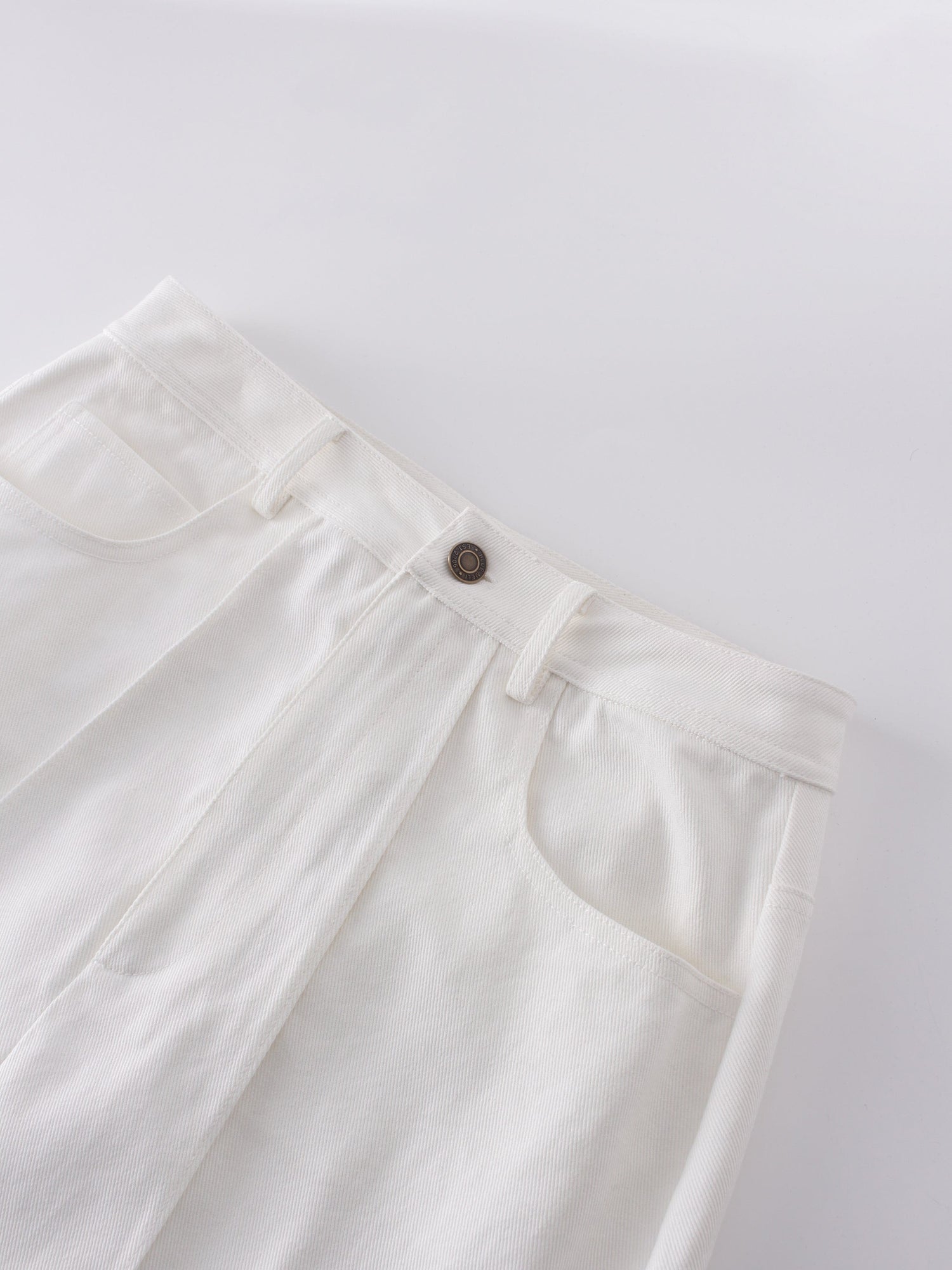 Denim Seamed Skirt-White