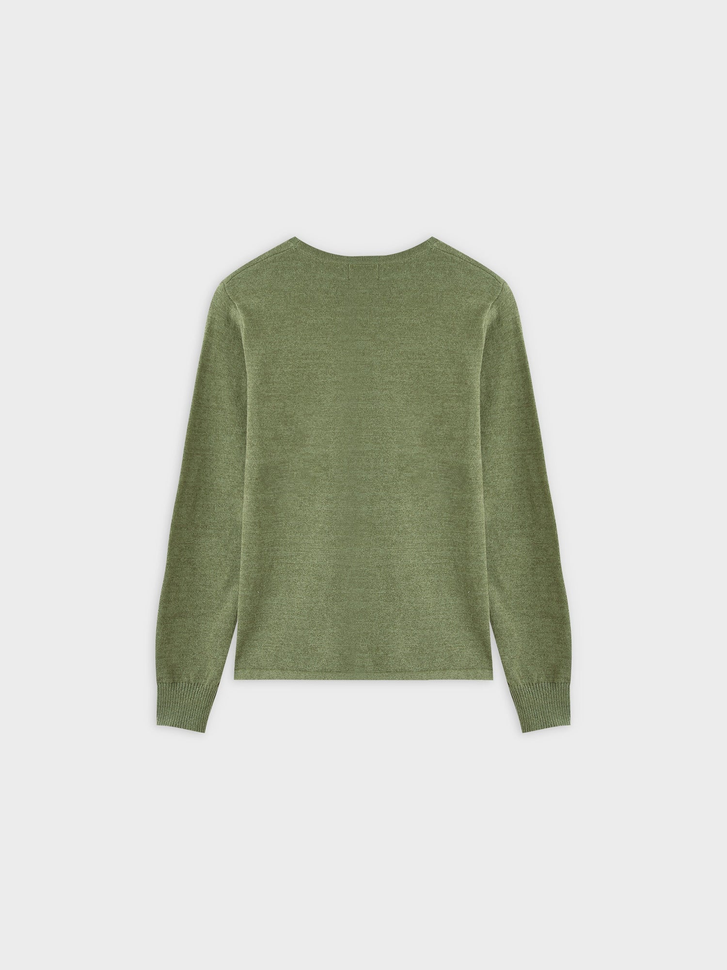 Thin Knit Crew Sweater-Heathered Green