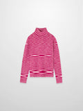 Abstract Stripe Knit Turtleneck-Berry Stripe