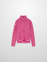 Abstract Stripe Knit Turtleneck-Berry Stripe