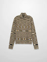 Abstract Stripe Knit Turtleneck-Olive