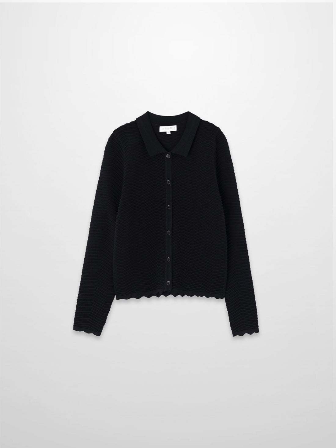 Wave Knit Cardigan-Black