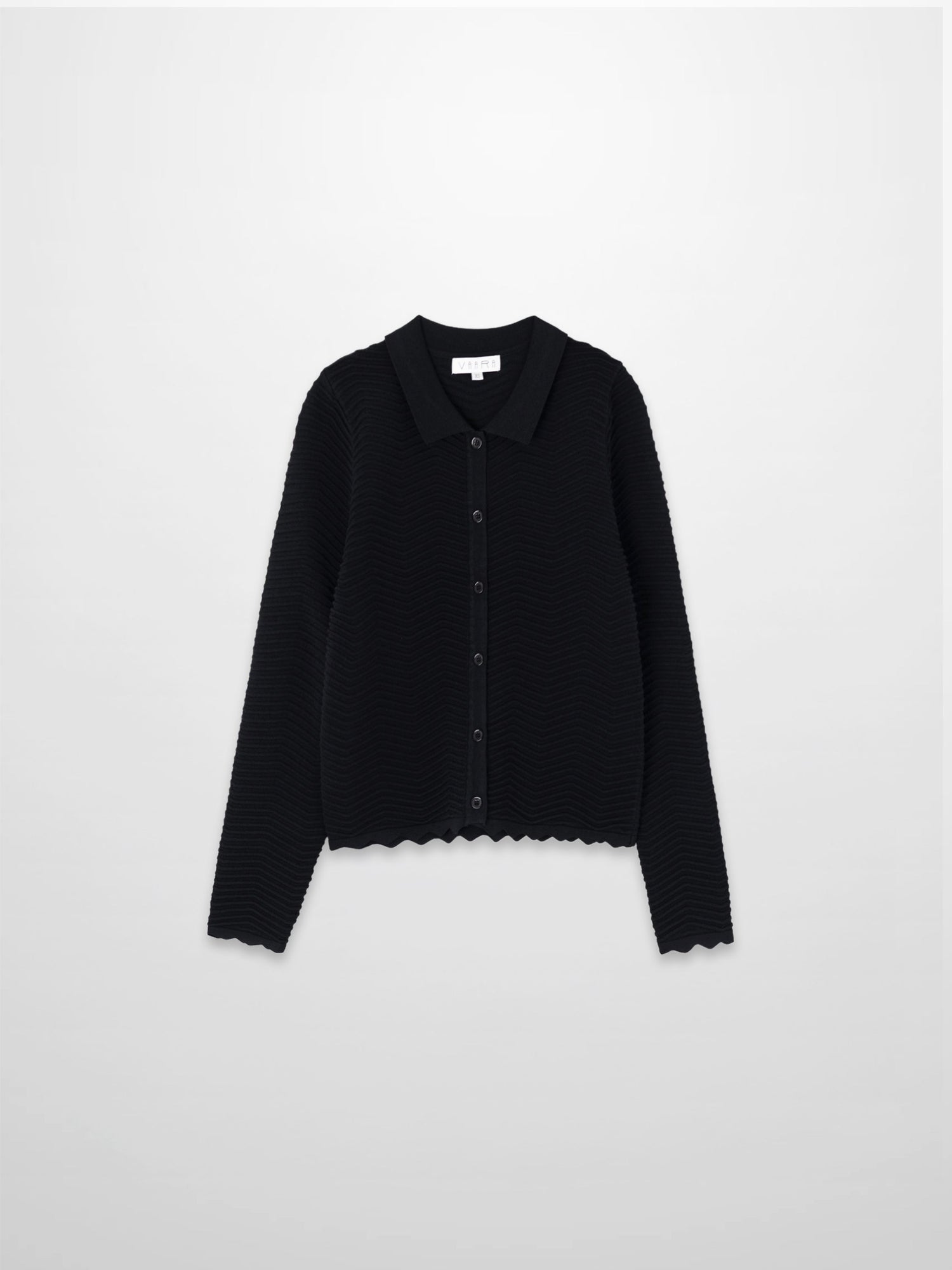 Wave Knit Cardigan-Black