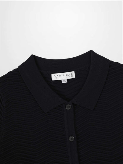Wave Knit Cardigan-Black