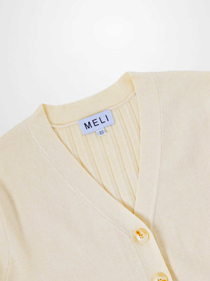 Back Wide Ribbed Cardigan Sweater-Ivory