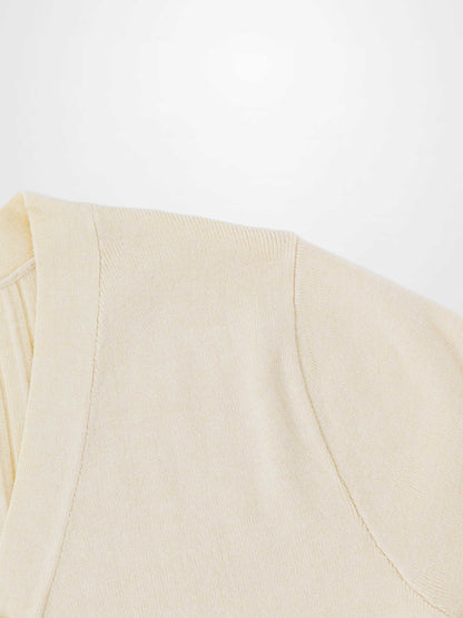 Back Wide Ribbed Cardigan Sweater-Ivory