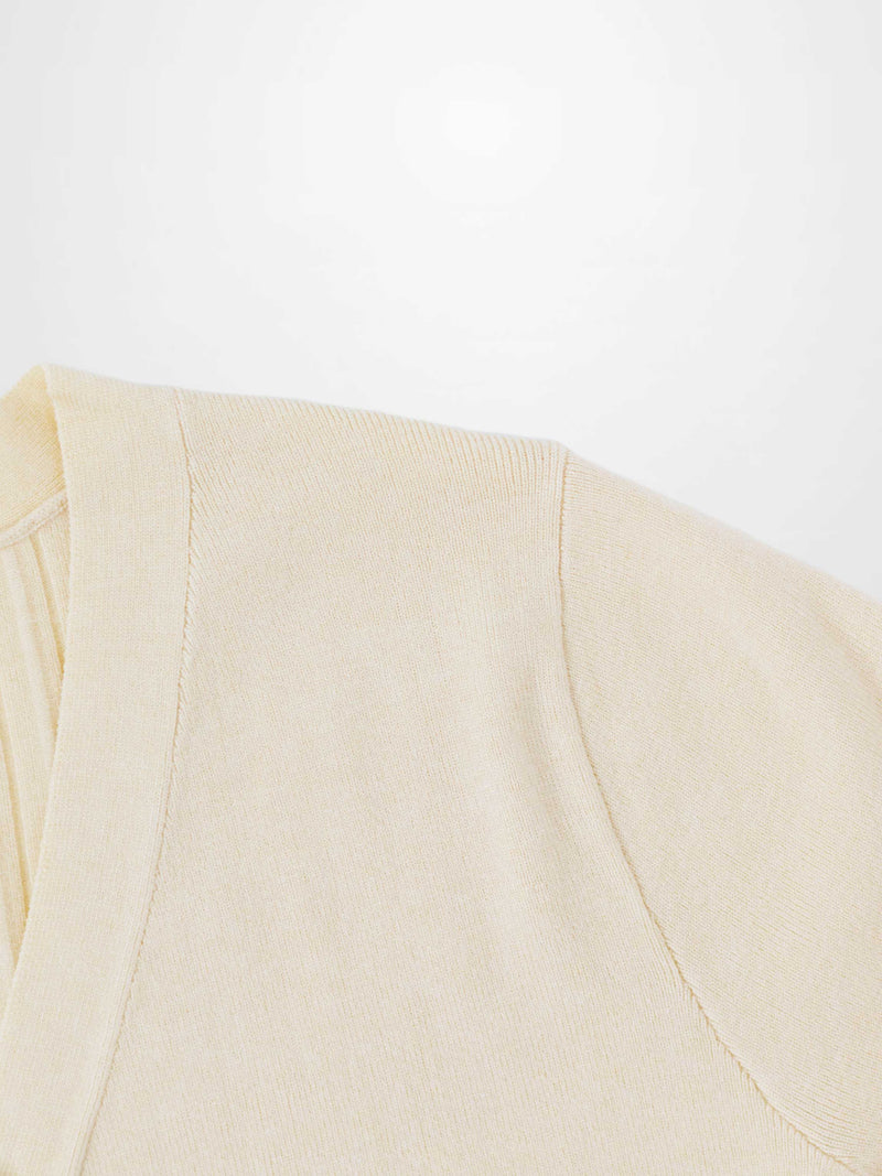 Back Wide Ribbed Cardigan Sweater-Ivory